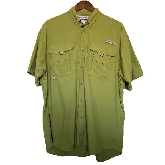 Columbia PFG Omni-Shade Button Up Vented Fishing Shirt Green Size M Outdoor - Picture 1 of 7